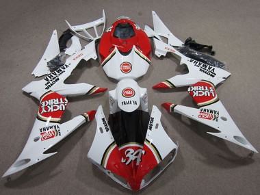 2004-2006 Yamaha YZF R1 Motorcycle Fairings - White Red Lucky Strike