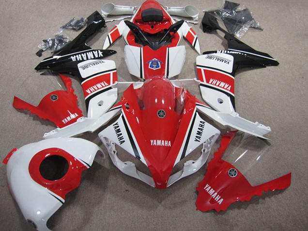 2007-2008 Yamaha YZF R1 Motorcycle Fairing - White Red Glossy Black