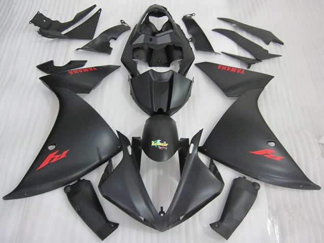 2009-2011 Yamaha YZF R1 Motorcycle Fairings - Matte Black Red Decal
