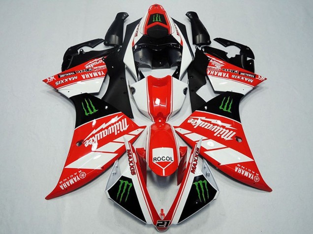 2012-2014 Yamaha YZF R1 Motorcycle Fairings - White Grey Glossy Black Green Monster Milwaukee Maxxis Rocol