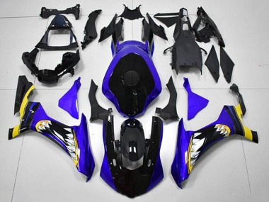 2015-2019 Yamaha YZF R1 Motorcycle Fairings - Blue Yellow Glossy Black Shark