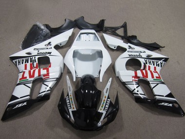 1998-2002 Yamaha YZF R6 Motorcycle Fairings - White Glossy Black Fiat Motul Michelin