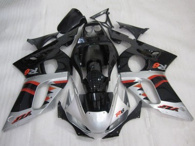 1998-2002 Yamaha YZF R6 Motorcycle Fairings - Silver Red Glossy Black