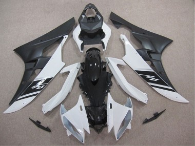 2006-2007 Yamaha YZF R6 Motorcycle Fairings - White Glossy Black Matte Black