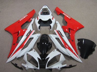 2006-2007 Yamaha YZF R6 Motorcycle Fairing - White Red Glossy Black