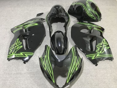 Online 1997-2007 Suzuki GSXR 1300 Fairings - Black & Green Lightning