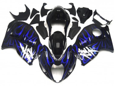Online 1997-2007 Suzuki GSXR 1300 Fairings - Black with Deep Blue flame