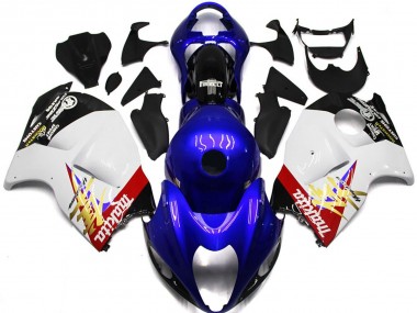 Online 1997-2007 Suzuki GSXR 1300 Fairings - Blue and White Custom Logo w black