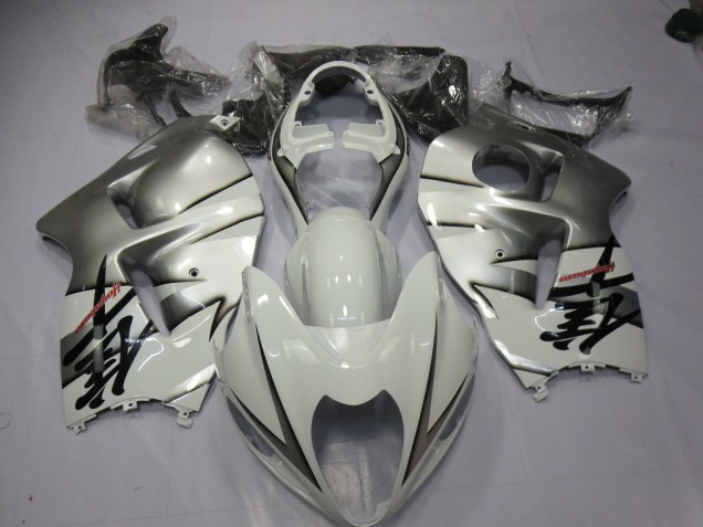 Online 1997-2007 Suzuki GSXR 1300 Fairings - White and Silver Online 1997-2007 Suzuki GSXR 1300 Fairings - White and Silver