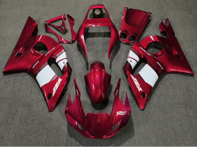 Online 1998-2002 Yamaha R6 Fairings - Deep Red & White Online 1998-2002 Yamaha R6 Fairings - Deep Red & White