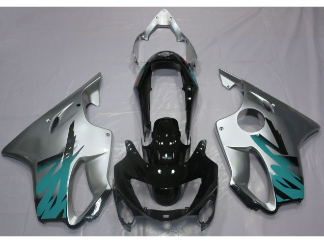 Online 1999-2000 Honda CBR600 F4 Fairings - Gloss Silver & Teal Online 1999-2000 Honda CBR600 F4 Fairings - Gloss Silver & Teal