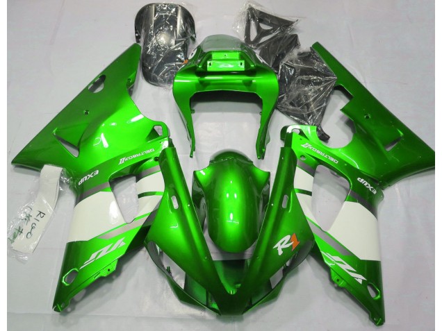 Online 2000-2001 Yamaha R1 Fairings - Electric Green & White