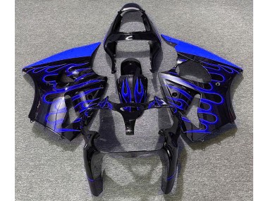 Online 2000-2002 Kawasaki ZX6R Fairings - Gloss Black & Blue Flame