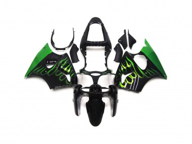 Online 2000-2002 Kawasaki ZX6R Fairings - Gloss Green Flame Plain