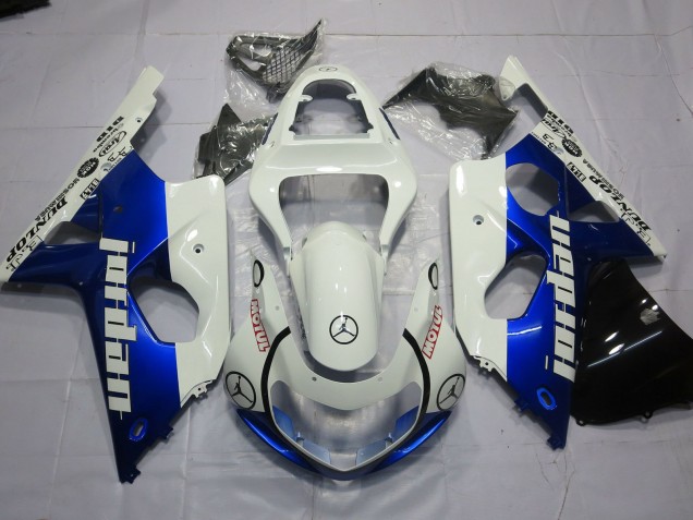 Online 2000-2002 Suzuki GSXR 1000 Fairings - Jordan Blue and White Online 2000-2002 Suzuki GSXR 1000 Fairings - Jordan Blue and White