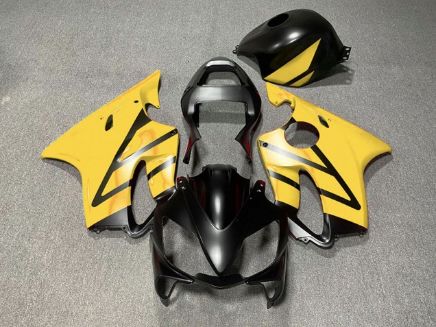 Online 2001-2003 Honda CBR600 F4i Fairings - Matte Black and Yellow Online 2001-2003 Honda CBR600 F4i Fairings - Matte Black and Yellow