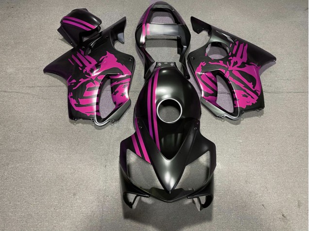 Online 2001-2003 Honda CBR600 F4i Fairings - Matte Black & Pink Skull Online 2001-2003 Honda CBR600 F4i Fairings - Matte Black & Pink Skull