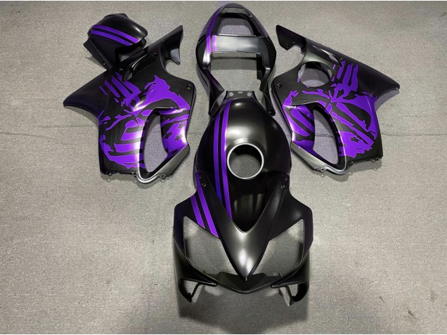 Online 2001-2003 Honda CBR600 F4i Fairings - Matte Black & Purple Skull Online 2001-2003 Honda CBR600 F4i Fairings - Matte Black & Purple Skull