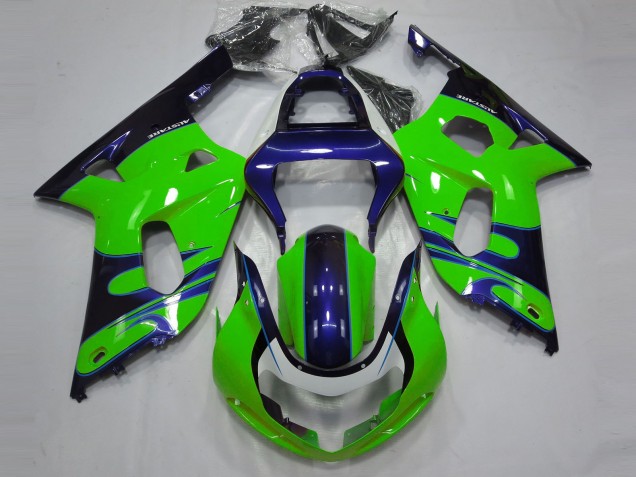Online 2001-2003 Suzuki GSXR 600-750 Fairings - Gloss Green and Blue Online 2001-2003 Suzuki GSXR 600-750 Fairings - Gloss Green and Blue