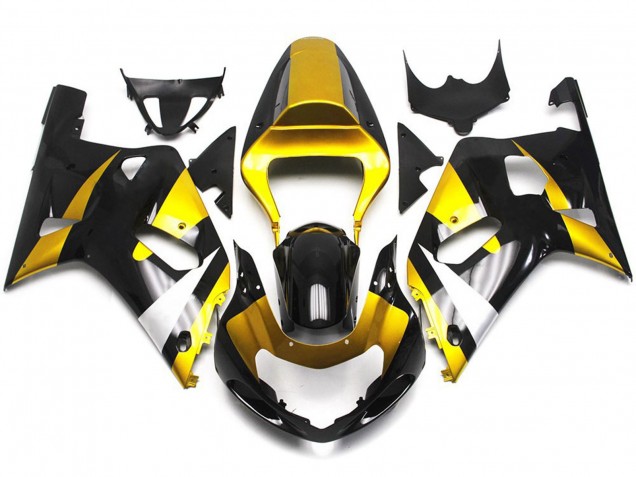 Online 2001-2003 Suzuki GSXR 600-750 Fairings - Gold and Black Gloss Style Online 2001-2003 Suzuki GSXR 600-750 Fairings - Gold and Black Gloss Style