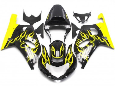 Online 2001-2003 Suzuki GSXR 600-750 Fairings - Vibrant Yellow Flame