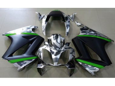 Online 2002-2012 Honda VFR800 Fairings - Gray Camouflage & Green