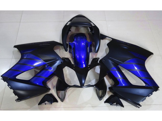Online 2002-2012 Honda VFR800 Fairings - Matte Black & Blue Online 2002-2012 Honda VFR800 Fairings - Matte Black & Blue