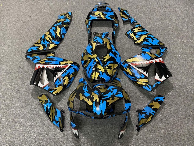 Online 2003-2004 Honda CBR600RR Fairings - Blue and Gold Camo Online 2003-2004 Honda CBR600RR Fairings - Blue and Gold Camo