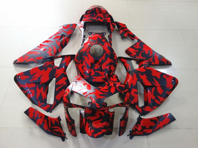 Online 2003-2004 Honda CBR600RR Fairings - Matte Black and Red Camo Online 2003-2004 Honda CBR600RR Fairings - Matte Black and Red Camo