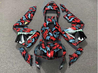 Online 2003-2004 Honda CBR600RR Fairings - Red and Blue Camo