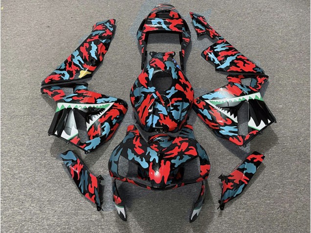 Online 2003-2004 Honda CBR600RR Fairings - Red and Blue Camo Online 2003-2004 Honda CBR600RR Fairings - Red and Blue Camo