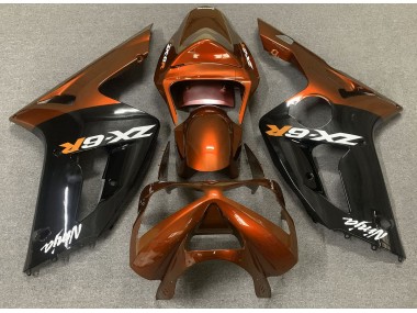 Online 2003-2004 Kawasaki ZX6R Fairings - Gloss Orange and Black