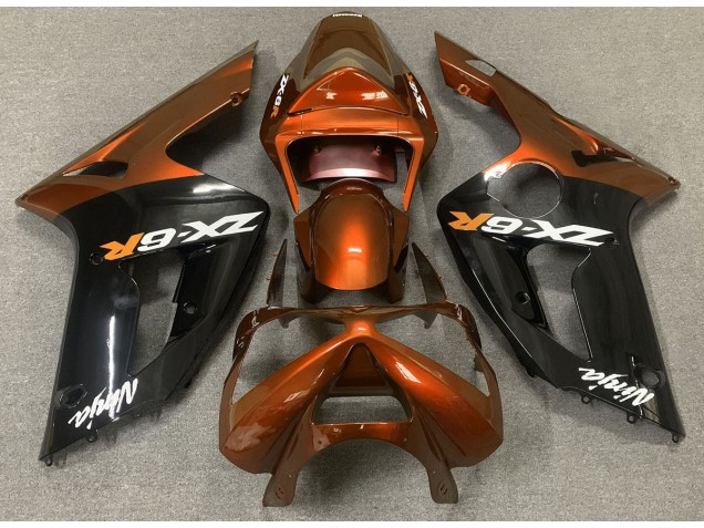 Online 2003-2004 Kawasaki ZX6R Fairings - Gloss Orange and Black