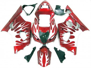 Online 2003-2004 Suzuki GSXR 1000 Fairings - White and Red Flame