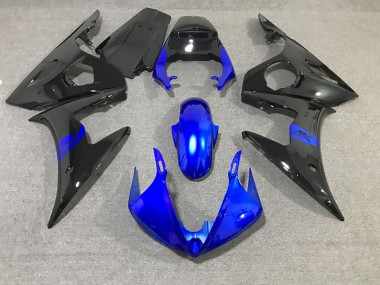 Online 2003-2005 Yamaha R6 Fairings - Black and Blue Gloss