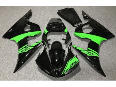 Online 2003-2005 Yamaha R6 Fairings - Gloss Black and Green