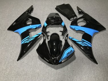 Online 2003-2005 Yamaha R6 Fairings - Gloss Black and Light Blue