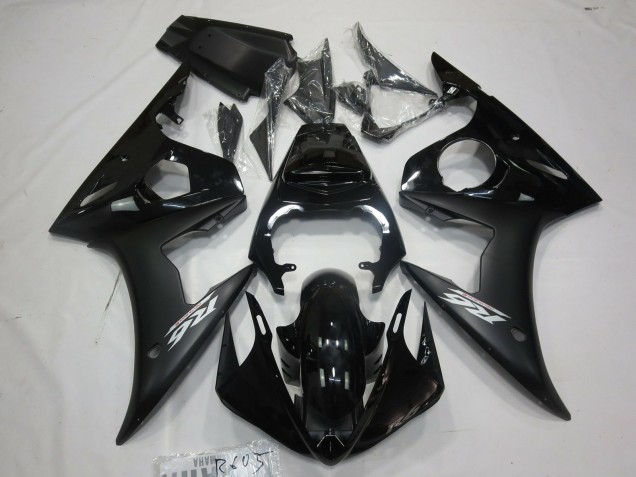 Online 2003-2005 Yamaha R6 Fairings - Matte Black White Decal