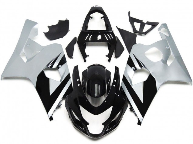 Online 2004-2005 Suzuki GSXR 600-750 Fairings - Silver and Black Gloss OEM Style Online 2004-2005 Suzuki GSXR 600-750 Fairings - Silver and Black Gloss OEM Style