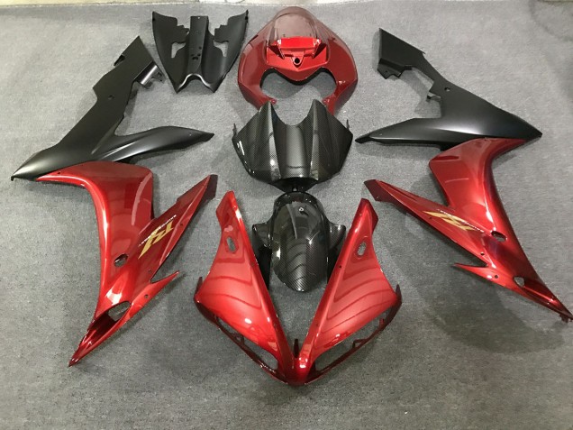 Online 2004-2006 Yamaha R1 Fairings - Maroon Red and Carbon Style Online 2004-2006 Yamaha R1 Fairings - Maroon Red and Carbon Style
