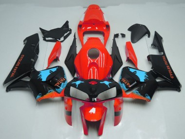 Online 2005-2006 Honda CBR600RR Fairings - Light Blue Splatter on Red