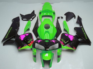 Online 2005-2006 Honda CBR600RR Fairings - Pink Splatter on Green