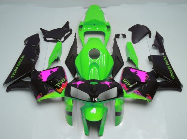 Online 2005-2006 Honda CBR600RR Fairings - Pink Splatter on Green