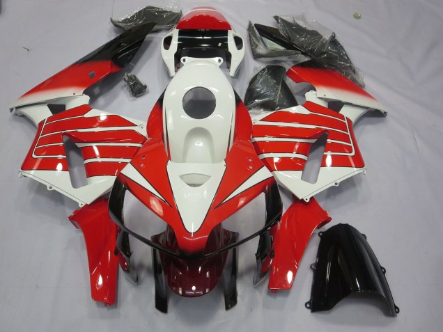 Online 2005-2006 Honda CBR600RR Fairings - Red and White Large Stripe Online 2005-2006 Honda CBR600RR Fairings - Red and White Large Stripe
