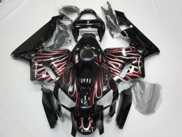 Online 2005-2006 Honda CBR600RR Fairings - Silver and Red Flame Online 2005-2006 Honda CBR600RR Fairings - Silver and Red Flame