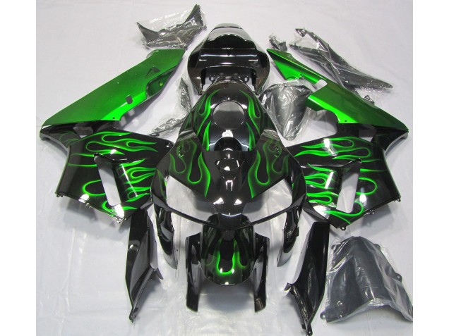 Online 2005-2006 Honda CBR600RR Fairings - Vibrant Green Flame Online 2005-2006 Honda CBR600RR Fairings - Vibrant Green Flame