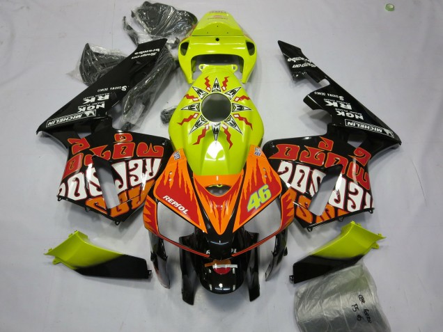 Online 2005-2006 Honda CBR600RR Fairings - Vibrant Yellow Rossi Online 2005-2006 Honda CBR600RR Fairings - Vibrant Yellow Rossi