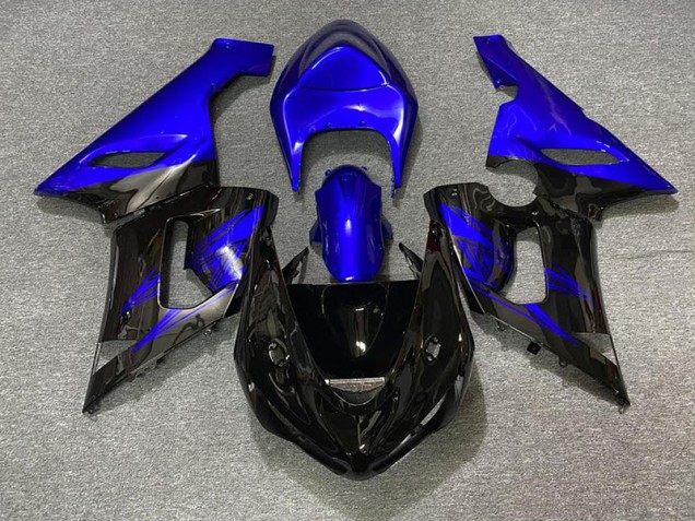 Online 2005-2006 Kawasaki ZX6R Fairings - Gloss Black and Blue