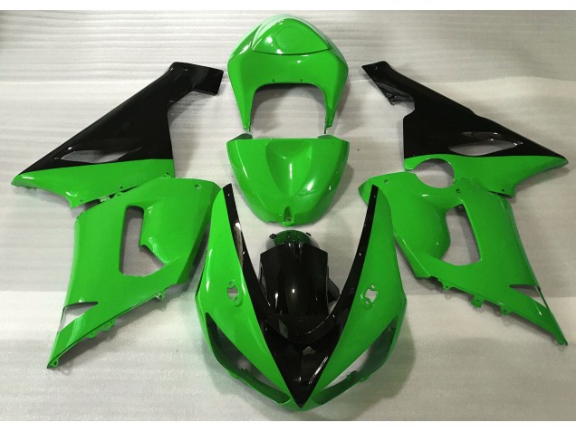 Online 2005-2006 Kawasaki ZX6R Fairings - Gloss Green & Black Online 2005-2006 Kawasaki ZX6R Fairings - Gloss Green & Black