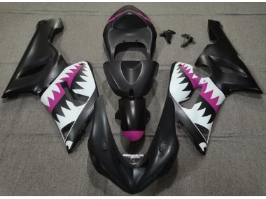Online 2005-2006 Kawasaki ZX6R Fairings - Matte Black and Pink Shark